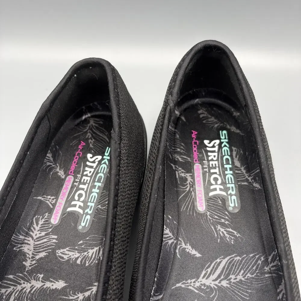 Skechers Stretch Fit Shoes Women Size 11 Black Slip on Loafer Comfort Air Cooled
